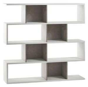 Libreria Modulare 4 Ripiani 150x144x38 cm Ossido Bianco/Cemento