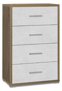Cassettiera 4 Cassetti 71x110x41 cm Noce Stelvio/Ossido Bianco