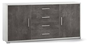 Madia 2 Ante 4 Cassetti 174x84x41 cm Ossido Bianco/Ossido Nero