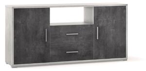 Madia 2 Ante 2 Cassetti 174x84x41 cm Ossido Bianco/Ossido Nero