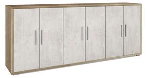 Mobile Basso 6 Ante 203x84x41 cm Noce Stelvio/Ossido Bianco