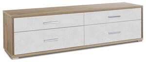 Mobile Basso 4 Cassetti 179x50x47 cm Noce Stelvio/Ossido Bianco