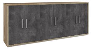 Mobile Basso 6 Ante 203x84x41 cm Noce Stelvio/Ossido Nero