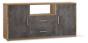 Madia 2 Ante 2 Cassetti 174x84x41 cm Noce Stelvio/Ossido Nero