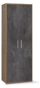 Armadio 2 Ante 71x199x41 cm Noce Stelvio/Ossido Nero