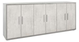 Mobile Basso 6 Ante 203x84x41 cm Cemento/Ossido Bianco