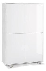 Mobile Multiuso 4 Ante 107x169x41 cm Ossido Bianco/Bianco Lucido
