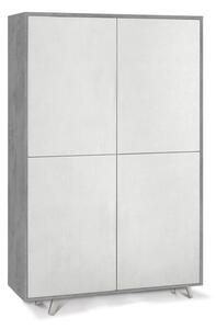 Mobile Multiuso 4 Ante 107x169x41 cm Cemento/Ossido Bianco