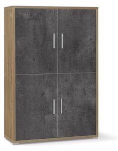 Mobile Multiuso 4 Ante 108x161x41 cm Noce Stelvio/Ossido Nero