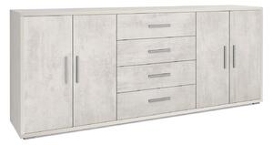 Mobile Basso 4 Ante 4 Cassetti 203x84x41 cm Ossido Bianco