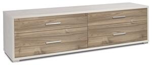 Mobile Basso 4 Cassetti 179x50x47 cm Ossido Bianco/Noce Stelvio