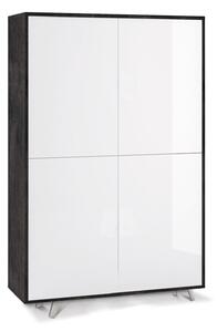 Mobile Multiuso 4 Ante 107x169x41 cm Ossido Nero/Bianco Lucido