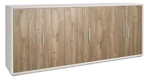 Mobile Basso 6 Ante 203x84x41 cm Ossido Bianco/Noce Stelvio