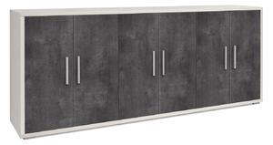 Mobile Basso 6 Ante 203x84x41 cm Ossido Bianco/Ossido Nero