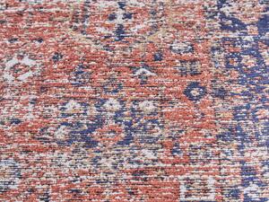 Tappeto lungo in cotone rosso e blu 80 x 300 cm con effetto invecchiato stile orientale ingresso soggiorno Beliani