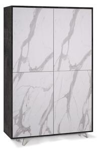 Mobile Multiuso 4 Ante 107x169x41 cm Ossido Nero/Marmo Calacatta
