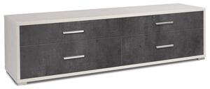 Mobile Basso 4 Cassetti 179x50x47 cm Ossido Bianco/Ossido Nero