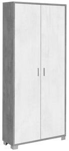 Armadio Multiuso 2 Ante 83x190x29 cm Cemento/Ossido Bianco