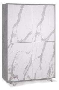 Mobile Multiuso 4 Ante 107x169x41 cm Cemento/Marmo Calacatta