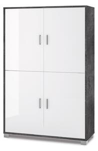 Mobile Multiuso 4 Ante 107x162x41 cm Ossido Nero/Bianco Lucido