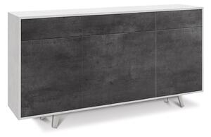 Madia 3 Ante 3 Cassetti 164x92x41 cm Ossido Bianco/Ossido Nero