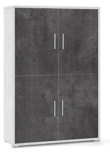Mobile Multiuso 4 Ante 108x161x41 cm Ossido Bianco/Ossido Nero