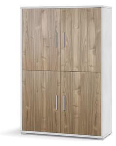 Mobile Multiuso 4 Ante 108x161x41 cm Ossido Bianco/Noce Stelvio