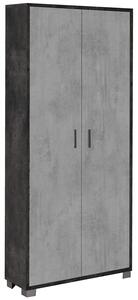 Armadio Multiuso 2 Ante 83x190x29 cm Ossido Nero/Cemento