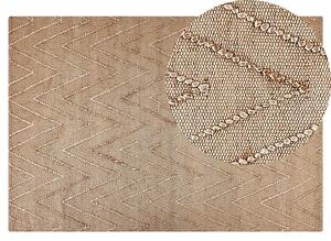 Tappeto in iuta beige con motivo a zigzag beige 140 x 200 fatto a mano soggiorno camera da letto stile boho Beliani