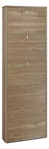 Scarpiera Salvaspazio 5 Ante 12 Paia 63x190x18 cm Noce Stelvio
