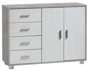 Madia 2 Ante 4 Cassetti 116x86x41 cm Cemento/Ossido Bianco