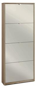 Scarpiera Salvaspazio 4 Ante con Specchio 10 Paia 63x154x18 cm Noce Stelvio