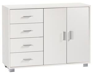 Madia 2 Ante 4 Cassetti 116x86x41 cm Bianco Fiammato