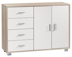 Madia 2 Ante 4 Cassetti 116x86x41 cm Olmo Chiaro/Bianco Fiammato