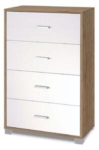 Cassettiera 4 Cassetti 70x112x41 cm Noce Stelvio/Bianco Fiammato