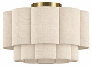 Lampada a sospensione Relaxdays, stile Mid-Century, retro, con paralume a forma di fiore, attacco E27, dimensioni 22 x 33 cm, realizzata in lino e metallo, colore crema/ottone