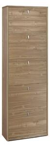 Scarpiera Salvaspazio 5 Ante 25 Paia 63x190x29 cm Noce Stelvio
