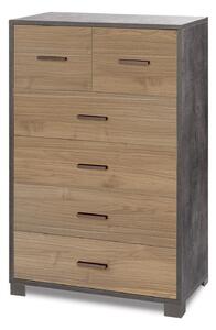 Cassettiera 4+2 Cassetti 70x112x41 cm Ossido Nero/Noce Stelvio
