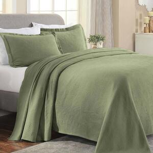 Coperta matrimoniale in cotone, con motivo Paisley jacquard, color salvia