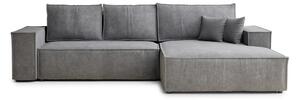 Divano angolare grigio allungabile/con contenitore (con penisola a destra/con chaise lounge) con rivestimento in ciniglia Maze – Maison de Rêve