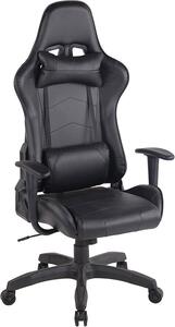 Sedia da ufficio Mirage, rivestita in ecopelle. Struttura: plastica, colore nero. Seduta: ecopelle, colore nero/nero