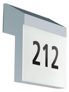 Applique solare a LED Lunano con numero civico argento, bianco