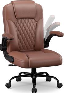 Poltrona ergonomica da ufficio per dirigenti, rivestita in ecopelle, con design trapuntato, poggiatesta regolabile, schienale a forma di "S", regolabile in altezza da 48 a 58 cm, sedia da ufficio con braccioli