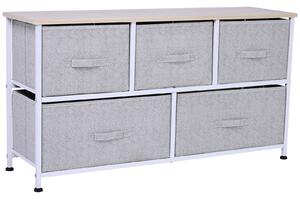 HOMCOM Cassettiera con 5 Cassetti per Camera, Struttura Metallica, 100x30x54 cm, Grigio | Aosom Italy