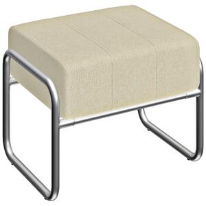 HOMCOM Poggiapiedi Pouf Seduta Imbottito Spesso con Rivestimento in Chenille e Gambe in Acciaio, per Camera da Letto, Beige | Aosom Italy