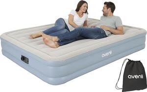 Materasso gonfiabile per 2 persone, autogonfiante, dimensioni 203x152x33 cm. Materasso gonfiabile, letto per ospiti con pompa integrata, ampia superficie di riposo, superficie rivestita in velluto, ideale per campeggio e uso domestico