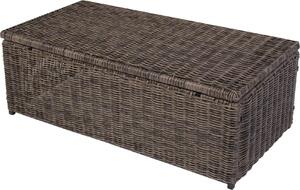 Divano modulare in alluminio poly rattan RomV 37x111x58cm ~ grigio naturale, tavolino, piano in PE