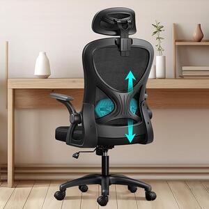 Sedia da ufficio ergonomica, sedia da scrivania girevole con supporto lombare regolabile, poggiatesta e braccioli, regolazione dell'altezza e funzione basculante, portata massima 200 kg