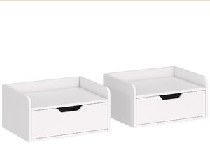 HOMCOM Set da 2 Comodini da Parete, Comodini Sospesi con Cassetto e Piano in Effetto Legno, 40x30x19,5 cm, Bianco | Aosom Italy