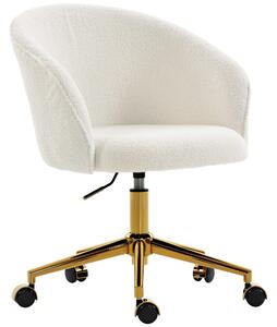 HOMCOM Sedia da Ufficio, Poltrona da Ufficio Ergonomica Regolabile in Altezza, Seduta Girevole, Base in Acciaio, Crema | Aosom Italy